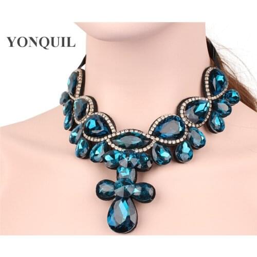 Trendy Bohemian Necklace False Collar Gold White Fashion Elegant Crystal Women Chain Statement Short Collier Jewelry SYBC43