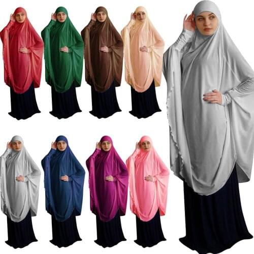 Muslim Women Large Khimar Scarf Islamic Overhead Prayer Cloth Dress Long Hijab Scarf Arab Robe Ramadan Middle East