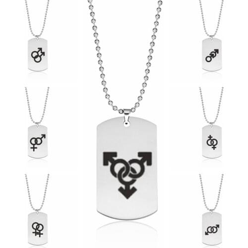 Rainbow Mens Necklace Dog Tag Pendant Military Stainless Steel Gay Pride Necklaces for Anniversary Fashion Jewelry