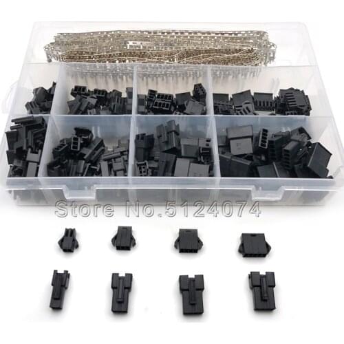 520pcs/lot 80sets/box black DuPont 2P/3P/4P/5P terminals connectors SM terminals kits Mixed Male Female Pins Electronics