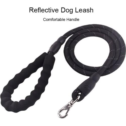 1.5M Reflective Durable Dog Leash Black Blue Nylon Basic Leashes Medium Large Dogs Collar Pet Walking Training Leashes Lead Rope