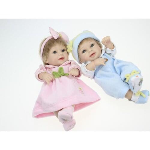 New Waterproof Mini Baby Doll Pair Lifelike Living Doll Solid Silicone Children Gift 12 inches
