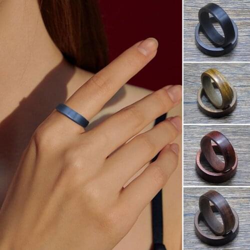 2021 New Natural Wood Rings for Women Sandalwood Ring Pagan Retro Pull Finger Mens Ebony Finger Rings Jewelry Gifts Dropshipping