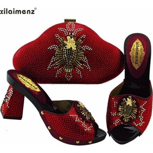 Latest Wine Color Italian Royal Party Shoes And Bag Set Hot Selling Fashion African Woman High Heels Pumps With Matching Bag
