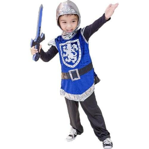 Hooded Outfit Armor Vest Coat Pants Children Kid Boys Medieval Knight Warrior Sword Costume Infant Lancelot Cosplay Crusader