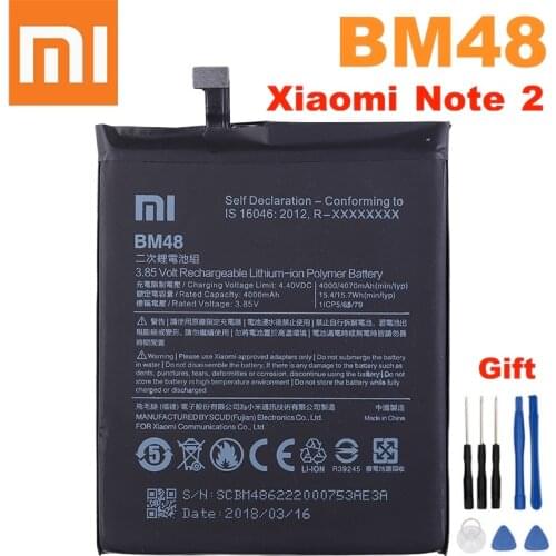 Original Phone Battery for Mi Note2 Battery Xiaomi Mi Note 2 BM48 Batteries Bateria for Xiaomi Note2 + Gift Tools