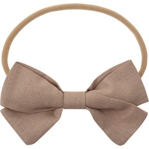 Newborn Baby Elastic Headband Sweet Linen Bow Knot Stretchy Hair Band Toddler Infant Kids Decorative Hair Accessories