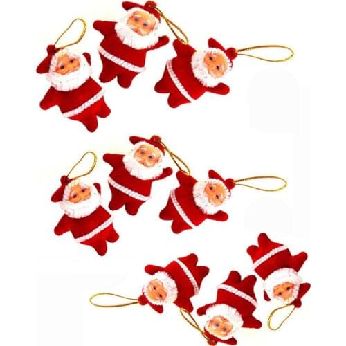 9pcs Christmas Plush Ornaments, Xmas Hanging Decoration Santa Clause Snowman Reindeer Doll For Christmas Tree Pendant Stocking