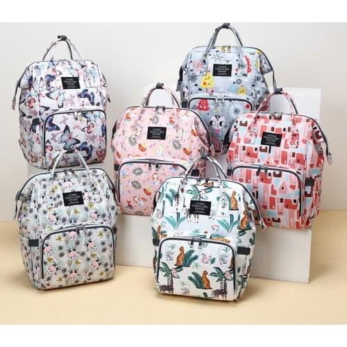 Ladies Multi Function Nappy Backpack Animal Print Diaper Stroller Bag for Baby Care Nursing Large Waterproof Maternity Bag
