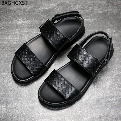 Black Sandals for Man Outdoor Sandalias Beach Sandals Men Summer Shoes Men Beach Shoes Man Sandals Leather Luxury Zapatos Hombre