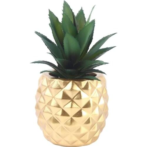 Modern Pineapple Ornament Craft Potted Artificial Plant Resin Finishes Potted Plant Fake Pineapple Home Living Room Desktop Deco