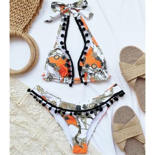 Tankini 2021 Sexy Women Monokini Two Pieces Bikini Brazilian Swimsuit Retro Print Female Swimwear Bathing Swim Suit Bodysuit
