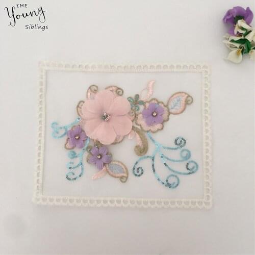 High quality 3D Embroidery Applique Lace collar Neckline DIY Sequins Sewing Fabric Clothing Accessories Supplies Scrapbooking