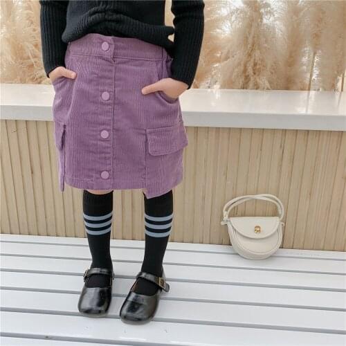 Girls Skirts 2021 Autumn New Baby Girls Skirts Korean Style Childrens Pocket Corduroy Skirt Baby Cotton Skirt Toddler Outwear