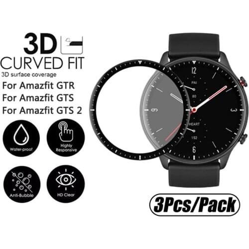 3D Curved Edge Soft Fibre Glass Film Cover For XiaoMi HuaMi Amazfit GTR 2 2E GTS 2 Mini Screen Protector film For Amazfit POP