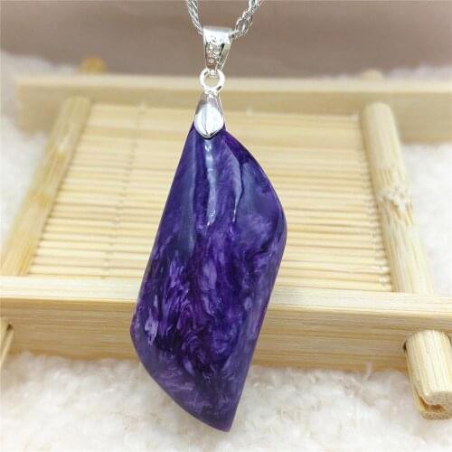 Genuine Natural Charoite Purple Women Pendant 39x16x11mm From Russia Rhombus Jewelry Fashion Bead AAAAA