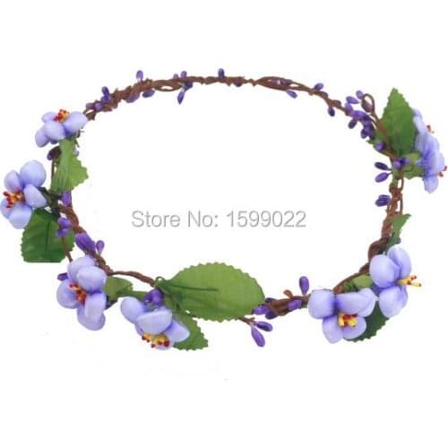 Purple Floral Hair Crown Ladies Woodland Wedding Women Flower Headband Carnival Headdress Handmade Hairband Dance Headdresses