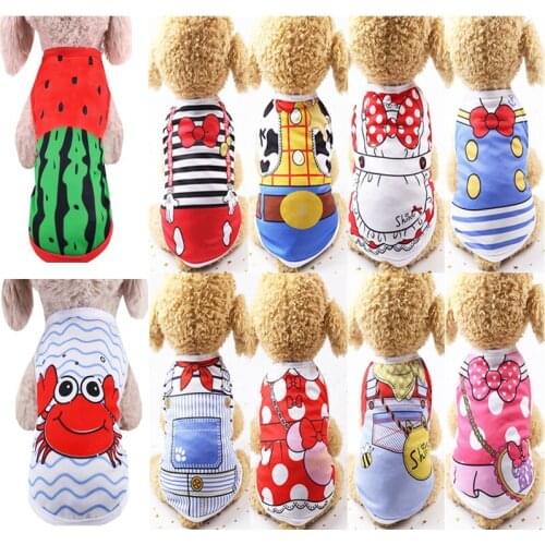 Dog clothes vest summer mesh breathable dog vest Tshirt para perro Teddy Bichon Hiromi cartoon dog shirt Chihuahua pet clothing