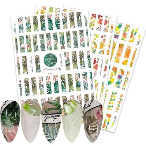 1 sheet Summer 3D Nail Sticker Fruits Flowers Leaves Decals Adhesive Stickers Woman Face Foil Manicure Wrap 2020 Accessory