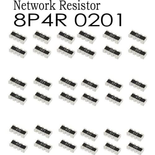 10PCS)CHIP Network Resistor,0201 Packaging:10R 22R 24R 33R 36R 39R 43R 1KR 4.7KR 10KR 47KR 100KR