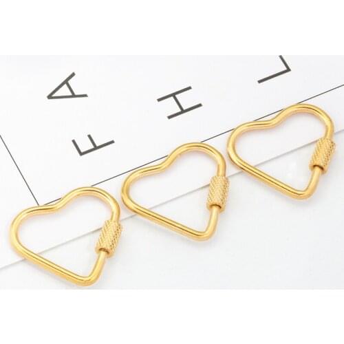 5Pcs/lot 18K Gold Plating Stainless Steel Heart Shaped Buckle Necklace Bracelet Chain Buckles For DIY Jewelry Making Accessories