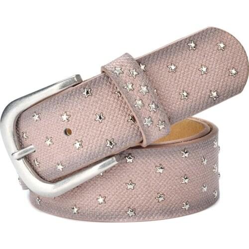 2019 Women Fashion Belts Luxury Design Rivets Waist Straps Good Quality Leather Casual Belts Charming Elegant Lady Girdle Belt