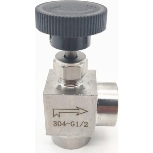 304 Stainless Steel 1/8" 1/4" 3/8" 1/2" BSP Female Thread Pipe Fitting Right Angle High Pressure Shut Off Needle Valve