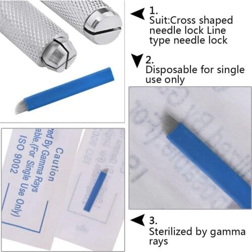50PCS Tattoo Needles Permanent Makeup Eyebrow Tatoo Blade Microblading Needles CF Shapes For 3D Embroidery Manual Tattoo Pen