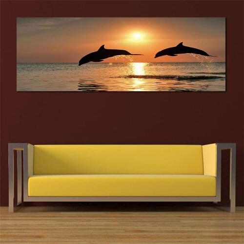 Diamond Embroidery Sea Sunrise 2 Fly Dolphin Picture 5D DIY Diamond Painting drill Mosaic Cross Stitch A624