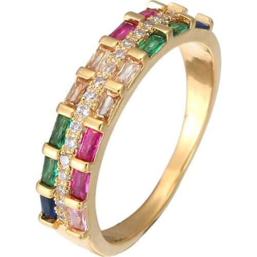 Bettyue Classical Design Double Row Rainbow Color AAA Zirconia Ring Gorgeous Decoration In Party Fashion Statement Charming Gift