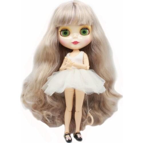 Blyth joint doll factory3227/1049/280 mix gray and purple with bangs hair white skin for girl present DIYspecial offer