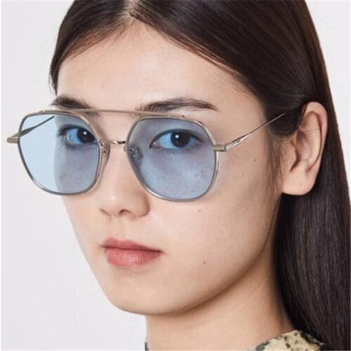 Big Pilot Square Sunglasses Women Casual Ocean Color Lens Sun Glasses Men Shades Metal Frame Female Male Oculos
