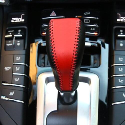 Center Console Gear Shift Handle Sleeve Decoration Cover Trim Leather For Porsche Cayenne 2011-2017 Car Interior Accessories