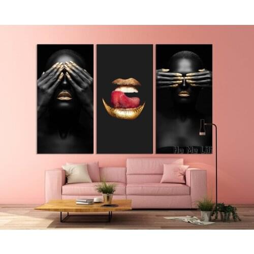 Black African Girl Portrait And Canvas Canvas Print On Canvas Canvas With Black Lips