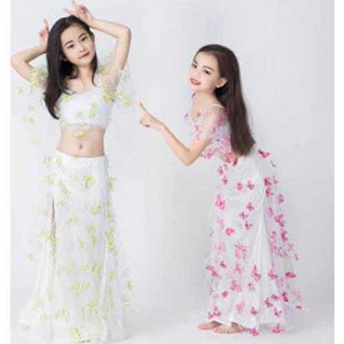 New 2021 Childrens Belly Dance Training Suit long Skirt Belly Dance Costume Dress for Kids Girls Dance Wear Clothes 2 colors