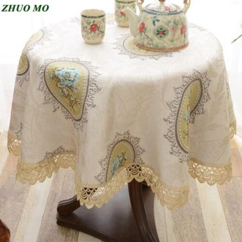 New European Lace Round tablecloth home Wedding decoration cover kitchen accessories living room Hotel rectangle table cloth