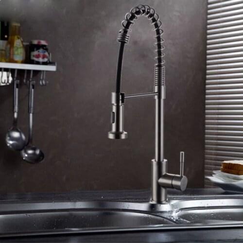 Multi function stainless steel kitchen faucet SUS304 stainless steel pull kitchen faucet stainless steel spring faucet