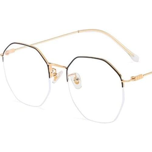 Fashion Anti-Blue Eyeglasses Women & Men Semi-Rimless Optical Glasses Alloy Frame Spectacles Cat Eye Polygon Eyewear