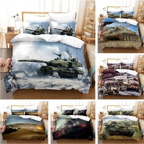 Tank Panzer Printed Quilt/Duvet/Comforter cover Adult Bedroom 3pcs Polyester Fiber Christmas Gift