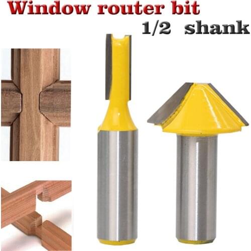 2 pc 1/2" SH Window grill Muntin/Mullion Cutter Router Bit Set woodworking cutter Tenon Cutter for Woodworking Tools