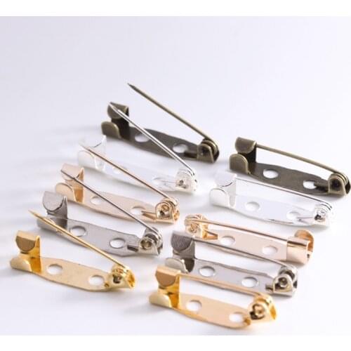 50pcs/lot 15 20 25 30 35 mm Silver Brooch Clip Base Pins Safety Pins Brooch Settings Blank Base For DIY Jewelry Making Supplies