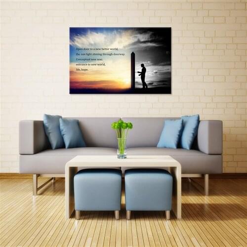 Open the Door Inspirational Quote Art Posters and Prints Modern Calligraphy Canvas Painting Wall Art Pictures For Living Room