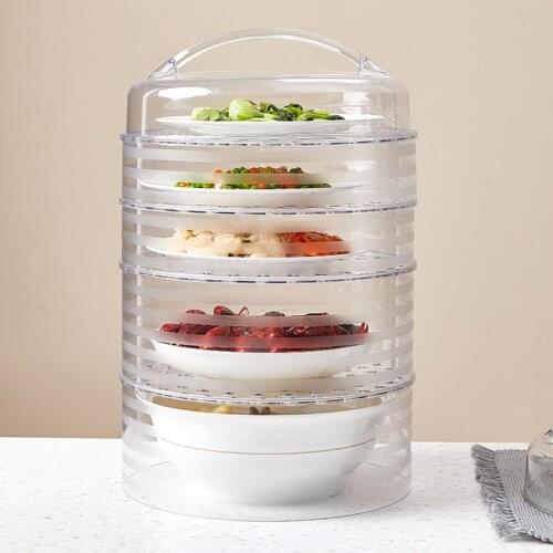 Plastic Food Cover Clear Lid Effectively Isolate Dust Food Fresh-keeping Cover Multi-layer Insulation Box Kitchen Utensils Acces