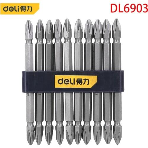 Deli DL6903 Specification: PH2X65mm 6.3mm Series Screwdriver Bits 10-Piece Set S2 Alloy Steel Material Bit With Strong Magnetism