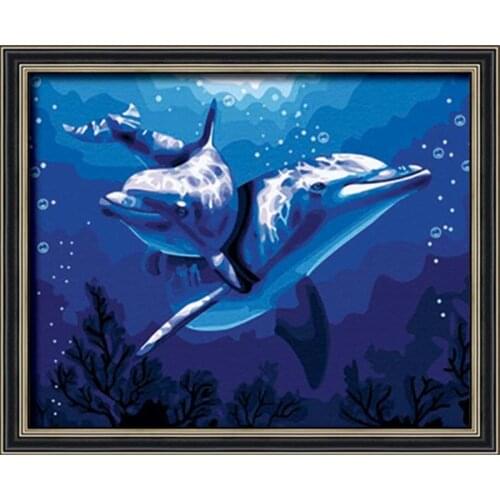 Wedding decoration Dolphin Love wall pictures for living room diy Painting By Numbers Kits Paint By Number Acrylic Artwork DY135