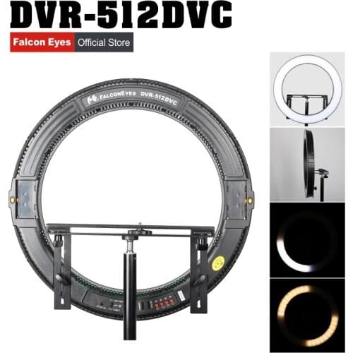 FALCONEYES LED Photographic Selfie Ring Light 31W Bi-color Continuous Lighting For Studio/Movie Youtube Video Live DVR-512DVC