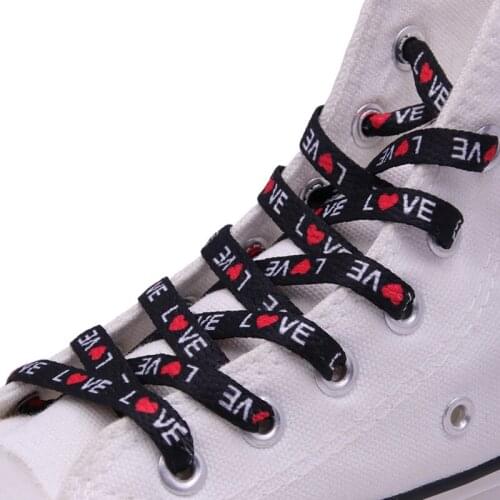 7mm Thermal Transfer Bootlace Flat Single Layer Network Laces With Printing Sublimated Love Shoelaces With Metal Tips