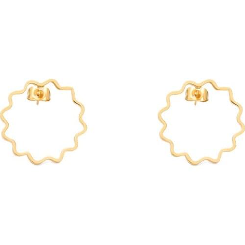 Stainless Steel Thin Wire Circle Round Earings Fashion Jewelry Minimalism Sunburst Earrings For Women Accessories Sister Gifts