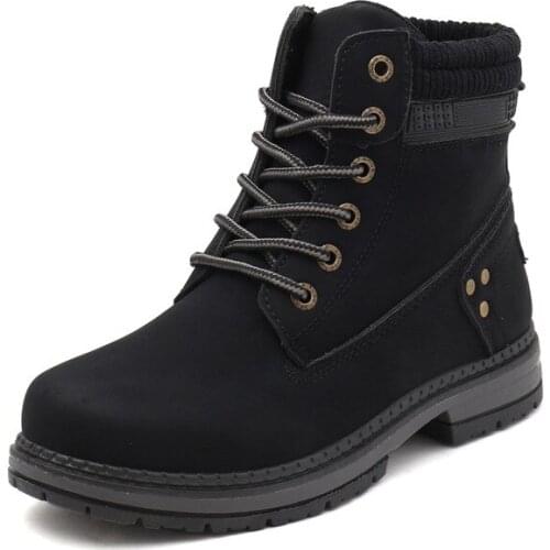 Womens British high-top casual fashion leather boots