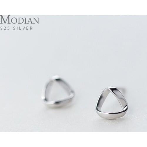 Modian Trendy 100% 925 Sterling Silver Geometric Small Stud Earrings for Women Cute Romantic Sterling Silver Jewelry Gift